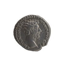 Denarius of Marcus Aurelius (121–180; Roman emperor 161–180), 163–164. Obverse: head of Marcus