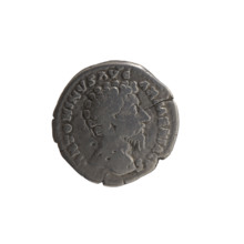 Denarius of Marcus Aurelius (121–180; Roman emperor 161–180). Obverse: Head of Marcus Aurelius