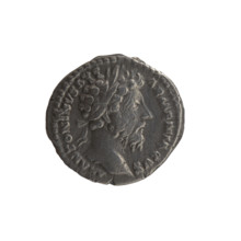 Denarius of Marcus Aurelius (121–180; Roman emperor 161–180), 165. Obverse: Head of Marcus Aurelius