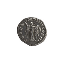 Denarius of Marcus Aurelius (121–180; Roman emperor 161–180). Obverse: Head of Marcus Aurelius in a
