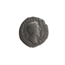 Denarius of Marcus Aurelius (121–180; Roman emperor 161–180). Obverse: head of Marcus Aurelius