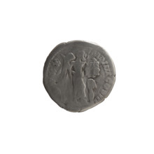 Denarius of Marcus Aurelius (121–180; Roman emperor 161–180). Obverse: Head of Marcus Aurelius in a