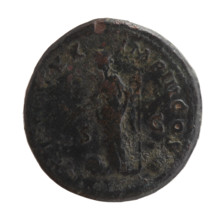 Sestertius of Marcus Aurelius (121–180; Roman emperor 161–180). Obverse: Head of Marcus Aurelius