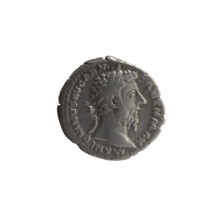 Denarius, Marcus Aurelius (121–180; Roman emperor 161–180), issuer; obverse: head of Marcus