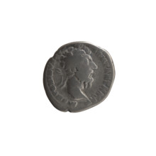 Denarius of Marcus Aurelius (121–180; Roman emperor 161–180). Obverse: Head of Marcus Aurelius with