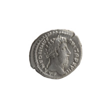 Denarius of Marcus Aurelius (121–180; Roman emperor 161–180), 168–170. Obverse: Head of Marcus