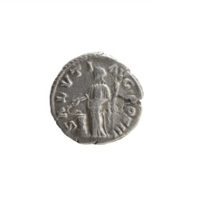 Denarius, Marcus Aurelius (121–180; Roman emperor 161–180), 169–170. Obverse: head of Marcus