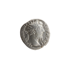 Denarius of Marcus Aurelius (121–180; Roman emperor 161–180), 171–172. Obverse: Head of Marcus