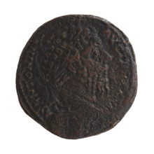 Sestertius, Marcus Aurelius (121–180; Roman emperor 161–180), issuer. Obverse: Portrait of Marcus