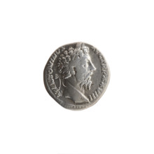 Denarius of Marcus Aurelius (121–180; Roman emperor 161–180), obverse: head of Marcus Aurelius in a