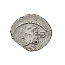 Drachma of Vardanes I (41–45). Obverse: bust of Vardanes I left, wearing a diadem. Reverse: Arsakes