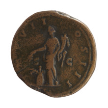 Sestertius, Marcus Aurelius (121–180; Roman emperor 161–180), issuer. Obverse: Head of Marcus