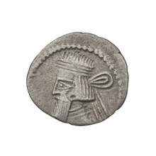 Drachma of Gotarzes II (King of the Parthians; 40–51). Obverse: bust of Gotarzes II left, wearing a
