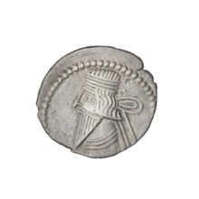 Drachma, Vologases I (51–79). Obverse: bust of Vologases I wearing a diadem, facing left. Reverse: