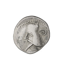Drachma of Vologases I (51–79): obverse bust of Vologases I wearing a diadem, king facing left;