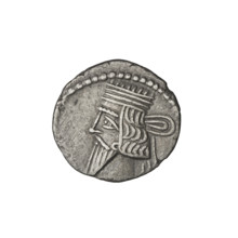 Drachma of Vologases I (51–79). Obverse: bust of Vologases I wearing a diadem, facing left.