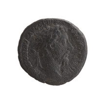 Obverse: Head of Marcus Aurelius with laurel wreath facing right, inscription NTONINV, AVG GER, -