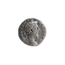 Denarius of Marcus Aurelius (121–180; Roman emperor 161–180). Obverse: Bust of Marcus Aurelius in