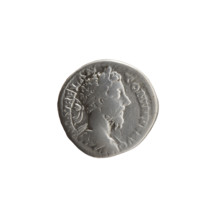 Denarius of Marcus Aurelius (121–180; Roman emperor 161–180), 179–180. Obverse: Bust of Marcus