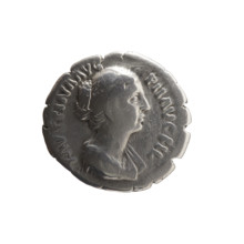 Denarius of Faustina the Younger (ca. 130–176; Roman empress 161–176; Augusta 147–161). Obverse: