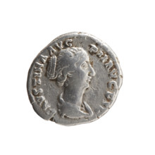 Denarius of Faustina the Younger (ca. 130–176; Roman empress 161–176; Augusta), 147–161. Obverse: