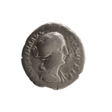 Denarius; obverse: draped bust of Faustina II facing right, inscribed FAVSTINA AVG - PII AVG FIL;