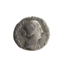Denarius of Faustina the Younger (ca. 130–176; Roman empress 161–176; Augusta 147–161). Obverse: