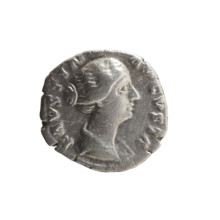 Denarius depicting Faustina the Younger (ca. 130–176; Roman empress 161–176; Augusta 147–161).