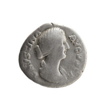 Denarius depicting Faustina the Younger (ca. 130–176; Roman empress 161–176) and Marcus Aurelius