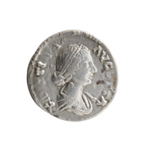 Denarius of Faustina the Younger (ca. 130–176), Roman empress 161–176; Marcus Aurelius (121–180),
