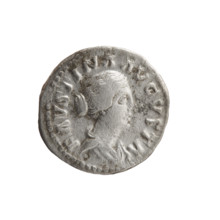 Denarius depicting Faustina the Younger (ca. 130–176; Roman empress 161–176) and Marcus Aurelius