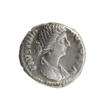 Denarius of Faustina the Younger (ca. 130–176), Roman empress 161–176; Marcus Aurelius (121–180),