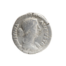 Denarius of Faustina the Younger (ca. 130–176), Roman empress 161–176; Marcus Aurelius (121–180),