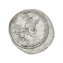 drachma, Yazdegerd I (ruler of Persia; 399–420). Obverse: Bust of Yazdegerd I facing right; crown