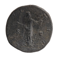 sestertius, Faustina the Younger (ca. 130–176; Roman empress 161–176), Marcus Aurelius (121–180;
