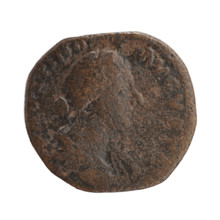 Dupondius/as, Faustina the Younger (ca. 130–176; Roman empress 161–176), Marcus Aurelius (121–180;
