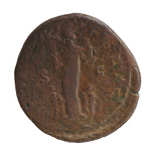 Dupondius/as, Faustina the Younger (ca. 130–176; Roman empress 161–176), Marcus Aurelius (121–180;