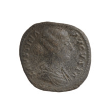 Dupondius/as, Faustina the Younger (ca. 130–176; Roman empress 161–176) and Marcus Aurelius