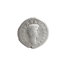 Denarius; issuer: Lucius Verus (Roman emperor, 130–169; emperor 161–169). Obverse: Head of Lucius