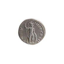 Denarius of Lucius Verus (130–169; Roman emperor 161–169). Obverse: Head of Lucius Verus without a
