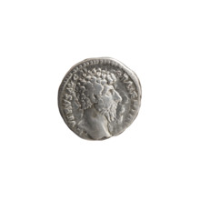 Denarius of Lucius Verus (130–169; Roman emperor 161–169). Obverse: Head of Lucius Verus without a