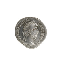 Denarius of Lucius Verus (130–169; Roman emperor 161–169). Obverse: Head of Lucius Verus in laurel