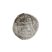 Denarius of Lucius Verus (130–169; Roman emperor 161–169). Obverse: Head of Lucius Verus in laurel