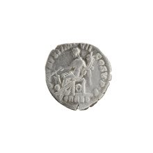Denarius of Commodus (161–192; Roman emperor 177–192). Obverse: Head of Commodus in laurel wreath
