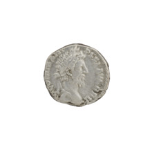 Denarius of Commodus (reigned 177–192 CE), 186–187 CE. Obverse: Head of Commodus in a laurel wreath