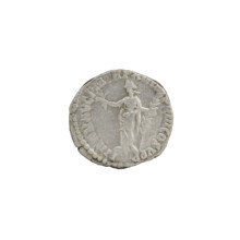 Denarius of Commodus (reigned 177–192 AD), c. 186–187. Obverse: Head of Commodus in a laurel wreath