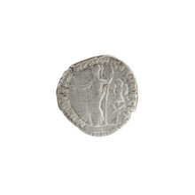 Denarius of Commodus (161–192; Roman emperor 177–192). Obverse: Head of Commodus in a laurel wreath