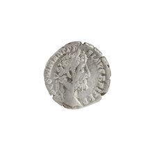 Denarius, Commodus (161–192 CE; Roman Emperor 177–192) — obverse: head of Commodus in laurel wreath