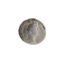 Denarius of Commodus (reigned 177–192). Obverse: Head of Commodus in a laurel wreath to the right,