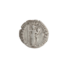 Denarius of Commodus (reign 177–192 CE). Obverse: Head of Commodus laureate, facing right;